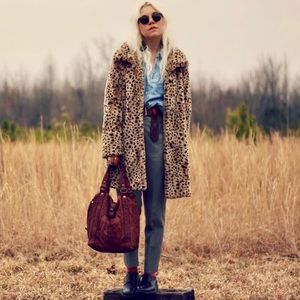 Lucky Brand cheetah faux fur jacket
